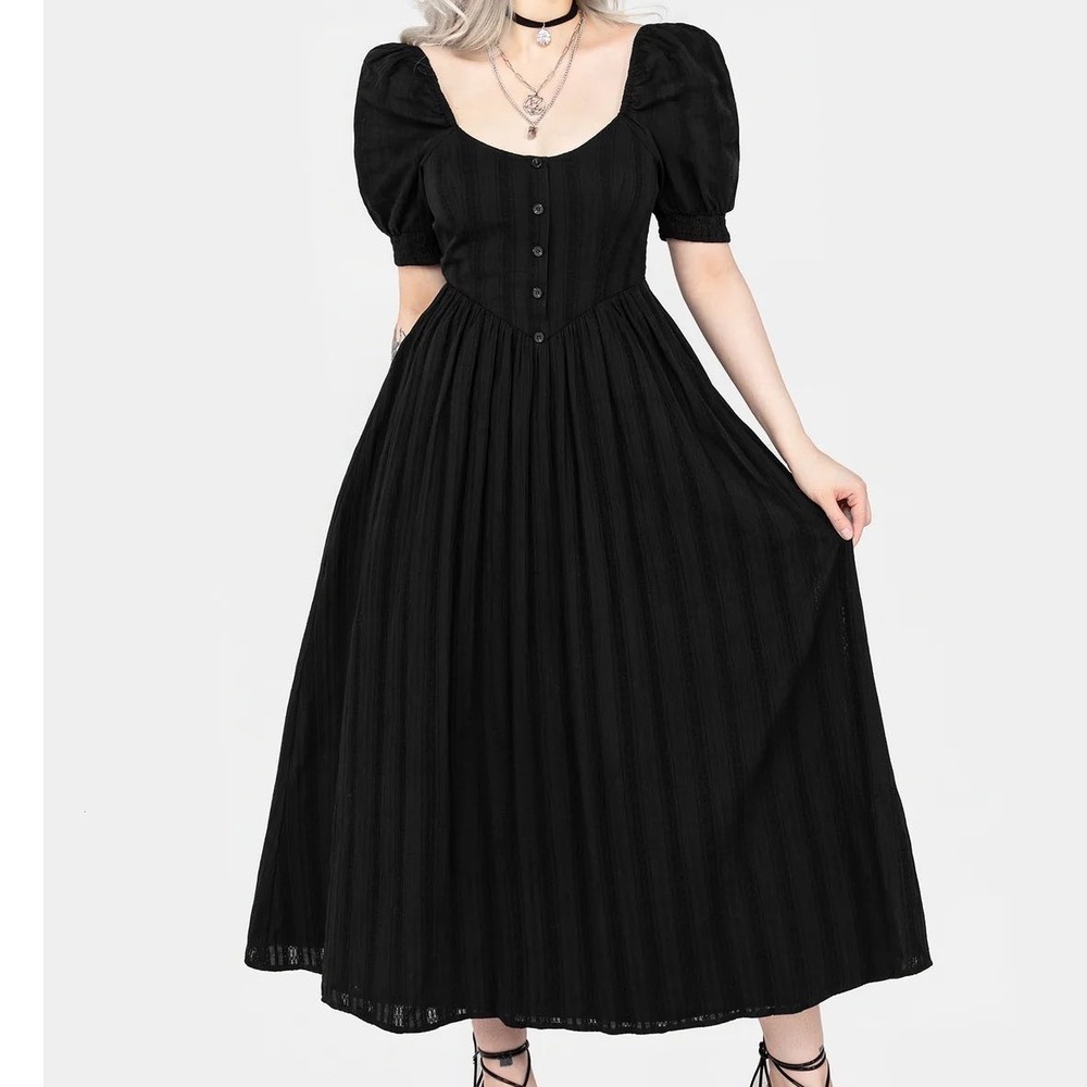 Disturbia Marcia Broderie Midaxi Dress Midi Maxi Sz 12 Black Goth Whimsygoth